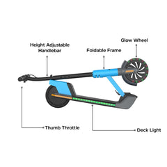 EMotorad Lil E Junior Electric Kick Scooter for Kids 6+ Years | Foldable Aluminum Alloy Frame | 100W Hub Motor & 2.6Ah Battery | Smooth Acceleration, Up to 8 km Range | Lightweight, Safe, and Fun Ride - Sporty Blue