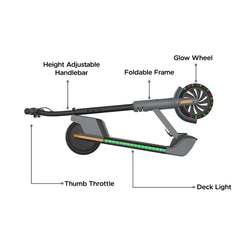 EMotorad Lil E Junior Electric Kick Scooter for Kids 6+ Years | Foldable Aluminum Alloy Frame | 100W Hub Motor & 2.6Ah Battery | Smooth Acceleration, Up to 8 km Range | Lightweight, Safe, and Fun Ride - Charcoal Grey