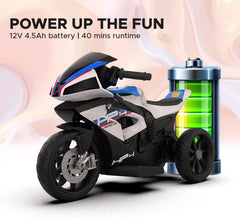 EMotorad Formula Fun BMW HP4 Ride-On Bike, White, 3Y+
