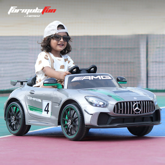 Emotorad Formula Fun Mercedes-Amg Gt4 Toy Ride-On Car (Grey-Green), 3-6 Years