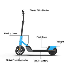 EMotorad Lil E Junior Electric Kick Scooter for Kids 6+ Years | Foldable Aluminum Alloy Frame | 100W Hub Motor & 2.6Ah Battery | Smooth Acceleration, Up to 8 km Range | Lightweight, Safe, and Fun Ride - Sporty Blue
