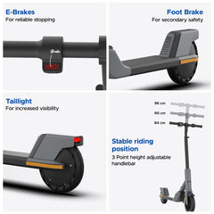 EMotorad Lil E Junior Electric Kick Scooter for Kids 6+ Years | Foldable Aluminum Alloy Frame | 100W Hub Motor & 2.6Ah Battery | Smooth Acceleration, Up to 8 km Range | Lightweight, Safe, and Fun Ride - Charcoal Grey