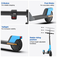 EMotorad Lil E Junior Electric Kick Scooter for Kids 6+ Years | Foldable Aluminum Alloy Frame | 100W Hub Motor & 2.6Ah Battery | Smooth Acceleration, Up to 8 km Range | Lightweight, Safe, and Fun Ride - Sporty Blue