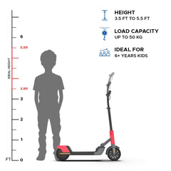 EMotorad Lil E Junior Electric Kick Scooter for Kids 6+ Years | Foldable Aluminum Alloy Frame | 100W Hub Motor & 2.6Ah Battery | Smooth Acceleration, Up to 8 km Range | Lightweight, Safe, and Fun Ride - Active Red