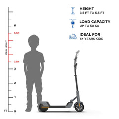 EMotorad Lil E Junior Electric Kick Scooter for Kids 6+ Years | Foldable Aluminum Alloy Frame | 100W Hub Motor & 2.6Ah Battery | Smooth Acceleration, Up to 8 km Range | Lightweight, Safe, and Fun Ride - Charcoal Grey