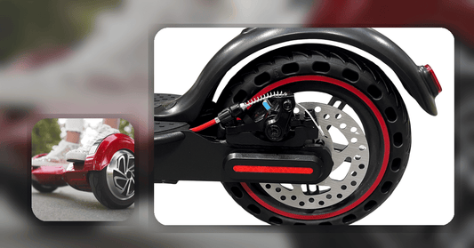 Hoverboard and e-scooter maintenance visual showing wheel, tyre and brake cleaning close-up in Indian conditions