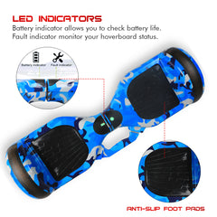 H6 Eco Military Blue Hoverboard with Bluetooth and Remote