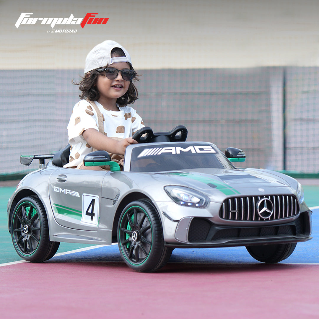 Emotorad Formula Fun Mercedes-Amg Gt4 Toy Ride-On Car (Grey-Green), 3-6 Years
