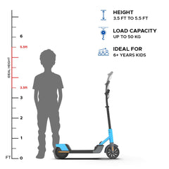 EMotorad Lil E Junior Electric Kick Scooter for Kids 6+ Years | Foldable Aluminum Alloy Frame | 100W Hub Motor & 2.6Ah Battery | Smooth Acceleration, Up to 8 km Range | Lightweight, Safe, and Fun Ride - Sporty Blue