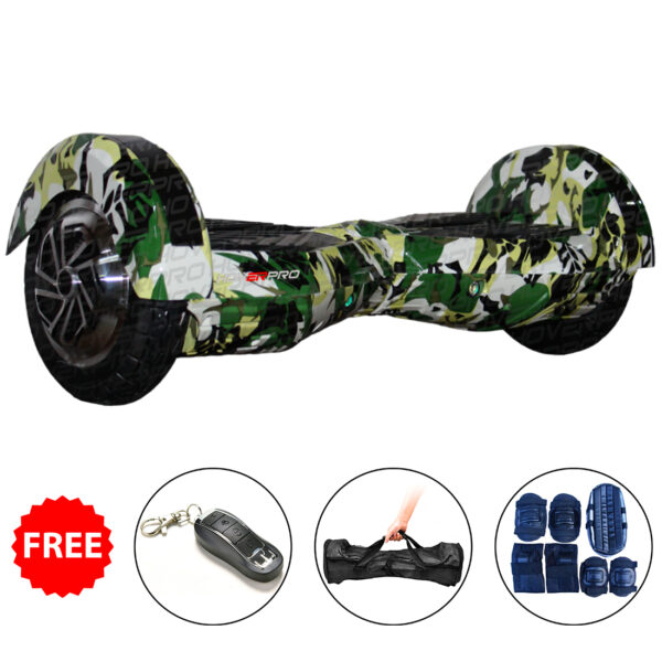 H8 Green Military Hoverboard with Remote, Bag, Long Range Battery and Alloy Wheel