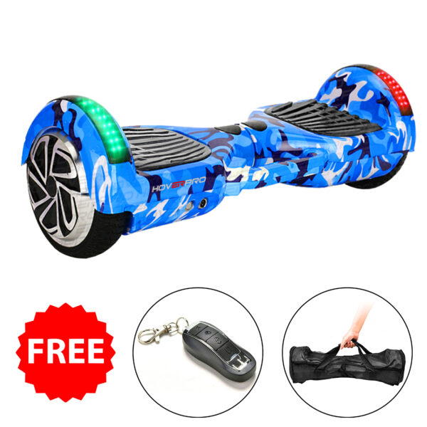 H6+ Blue Military Hoverboard with Remote, Bag, Long Range Battery & Alloy Wheels