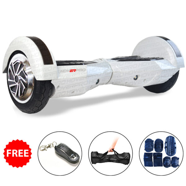 H8 White Hoverboard with Remote, Bag, Long Range Battery and Alloy Wheel